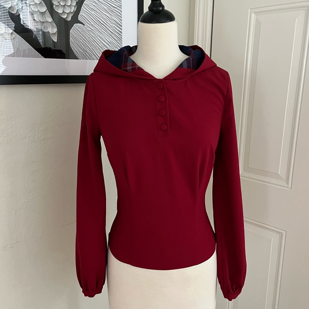 ModCloth X Collectif Dark Red Hooded Top